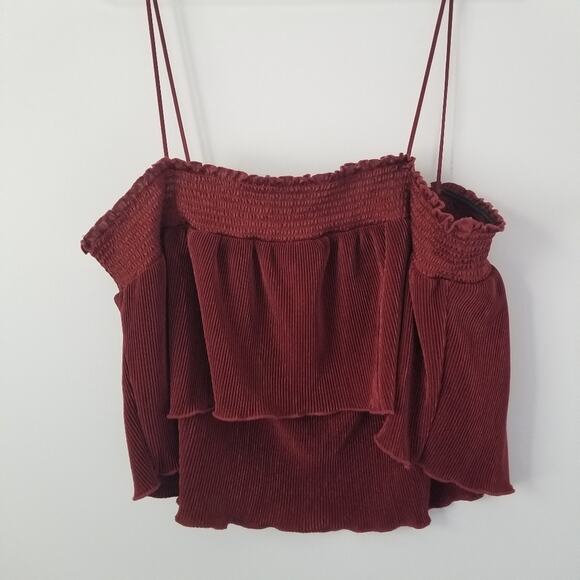 Urban Outfitters Out From Under Pleated Cropped Top Brown size Large - Picture 7 of 8